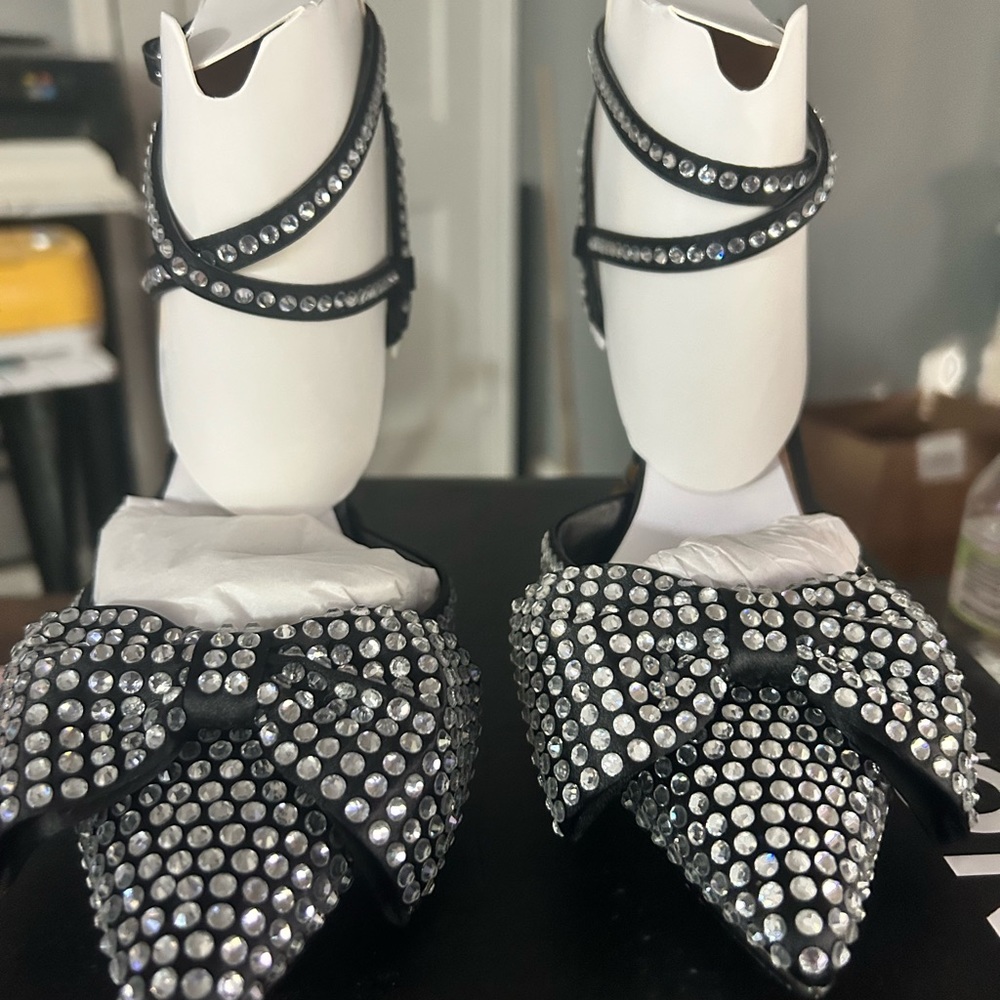 INC Womens Black Rhinestones Heels